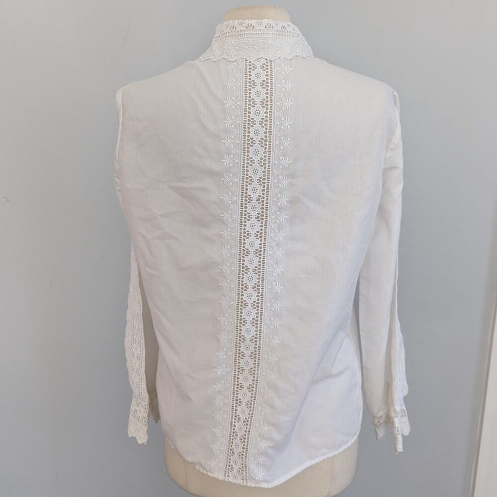 Women's Vintage Adelaar 12 White Lace Button Down Blouse USA MADE SPOT - Picture 9 of 10